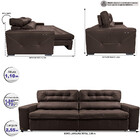 Sofá De Couro Legítimo Retrátil Automático 2,55m Cama Inbox G