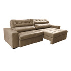 Sofá De Couro Legítimo Retrátil Automático 2,55m Cama Inbox G