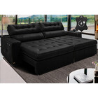 Sofá De Couro Legítimo Retrátil Automático 2,55m Cama Inbox G