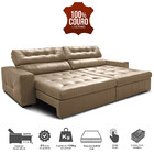 Sofá De Couro Legítimo Retrátil Automático 2,75m Cama Inbox G