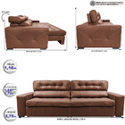 Sofá De Couro Legítimo Retrátil Automático 2,75m Cama Inbox G