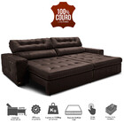 Sofá De Couro Legítimo Retrátil Automático 3,15m Cama Inbox G