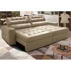 Sofá De Couro Legítimo Retrátil E Reclinável 2,15m Cama Inbox