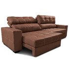 Sofá De Couro Legítimo Retrátil E Reclinável 2,15m Cama Inbox