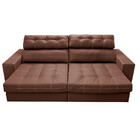 Sofá De Couro Legítimo Retrátil E Reclinável 2,15m Cama Inbox