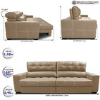 Sofá De Couro Legítimo Retrátil E Reclinável 2,15m Cama Inbox