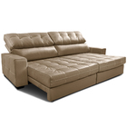 Sofá De Couro Legítimo Retrátil E Reclinável 2,15m Cama Inbox