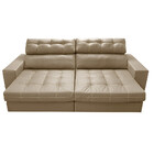 Sofá De Couro Legítimo Retrátil E Reclinável 2,15m Cama Inbox