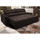 Sofá De Couro Legítimo Retrátil E Reclinável 2,35m Cama Inbox