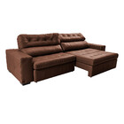 Sofá De Couro Legítimo Retrátil E Reclinável 2,35m Cama Inbox