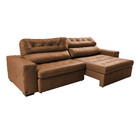 Sofá De Couro Legítimo Retrátil E Reclinável 2,35m Cama Inbox