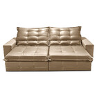 Sofá De Couro Legítimo Retrátil E Reclinável 2,35m Cama Inbox