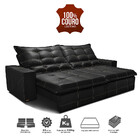 Sofá De Couro Legítimo Retrátil E Reclinável 2,35m Cama Inbox