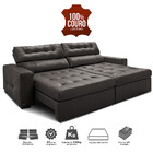 Sofá De Couro Legítimo Retrátil E Reclinável 2,55m Cama Inbox