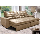 Sofá De Couro Legítimo Retrátil E Reclinável 2,55m Cama Inbox