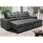 Sofá De Couro Legítimo Retrátil E Reclinável 2,55m Cama Inbox