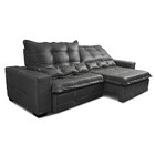 Sofá De Couro Legítimo Retrátil E Reclinável 2,55m Cama Inbox