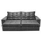 Sofá De Couro Legítimo Retrátil E Reclinável 2,55m Cama Inbox