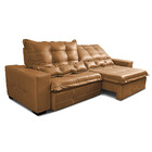 Sofá De Couro Legítimo Retrátil E Reclinável 2,95m Cama Inbox