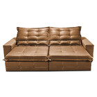 Sofá De Couro Legítimo Retrátil E Reclinável 2,95m Cama Inbox