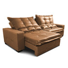 Sofá De Couro Legítimo Retrátil E Reclinável 2,95m Cama Inbox