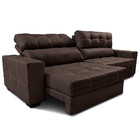 Sofá De Couro Legítimo Retrátil E Reclinável 2,95m Cama Inbox