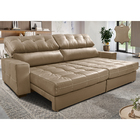 Sofá De Couro Legítimo Retrátil E Reclinável 2,95m Cama Inbox