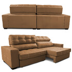 Sofá De Couro Legítimo Retrátil E Reclinável 2,95m Molas Ensa