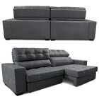 Sofá De Couro Legítimo Retrátil E Reclinável 2,95m Molas Ensa