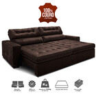 Sofá De Couro Legítimo Retrátil E Reclinável 3,15m Cama Inbox