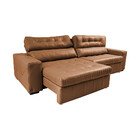 Sofá De Couro Legítimo Retrátil E Reclinável 3,15m Cama Inbox