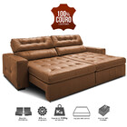 Sofá De Couro Legítimo Retrátil E Reclinável 3,15m Cama Inbox