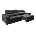 Sofá De Couro Legítimo Retrátil E Reclinável 3,15m Cama Inbox