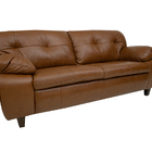 Sofá De Couro Marselha 3 Lugares Conhaque Com Brilho - Mempra