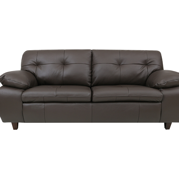 Sofá De Couro Marselha 3 Lugares Marrom Pigmentado - Mempra