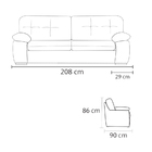 Sofá De Couro Marselha 3 Lugares Preto Iguana - Mempra