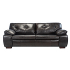 Sofá De Couro Marselha 3 Lugares Preto Iguana - Mempra