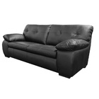Sofá De Couro Marselha 3 Lugares Preto Pigmentado - Mempra