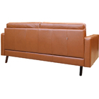 Sofá De Couro Melfi 4 Lugares Conhaque Com Brilho - Mempra