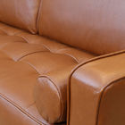 Sofá De Couro Melfi 4 Lugares Conhaque Com Brilho - Mempra