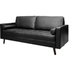 Sofá De Couro Melfi 4 Lugares Preto Pigmentado - Mempra
