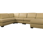 Sofá De Couro N.y. 6 Lugares Bege Ivory 3,88 M - Mempra