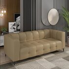 Sofá De Couro Na Caixa Prime 200cm Bege