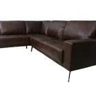 Sofá De Couro Rubi 2 Lugares Com Chaise Esquerda Soft Tabaco