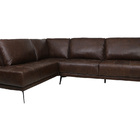 Sofá De Couro Rubi 2 Lugares Com Chaise Esquerda Soft Tabaco