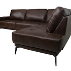 Sofá De Couro Rubi 3 Lugares Com Chaise Direita Soft Tabaco -