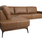 Sofá De Couro Rubi 3 Lugares Com Chaise Esquerda Soft Mel - M