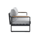 Sofá de Jardim 3 Lugares em Alumínio142x80x68,4cm Preto|Cinza Persea Naterial