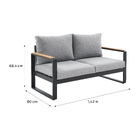 Sofá de Jardim 3 Lugares em Alumínio142x80x68,4cm Preto|Cinza Persea Naterial