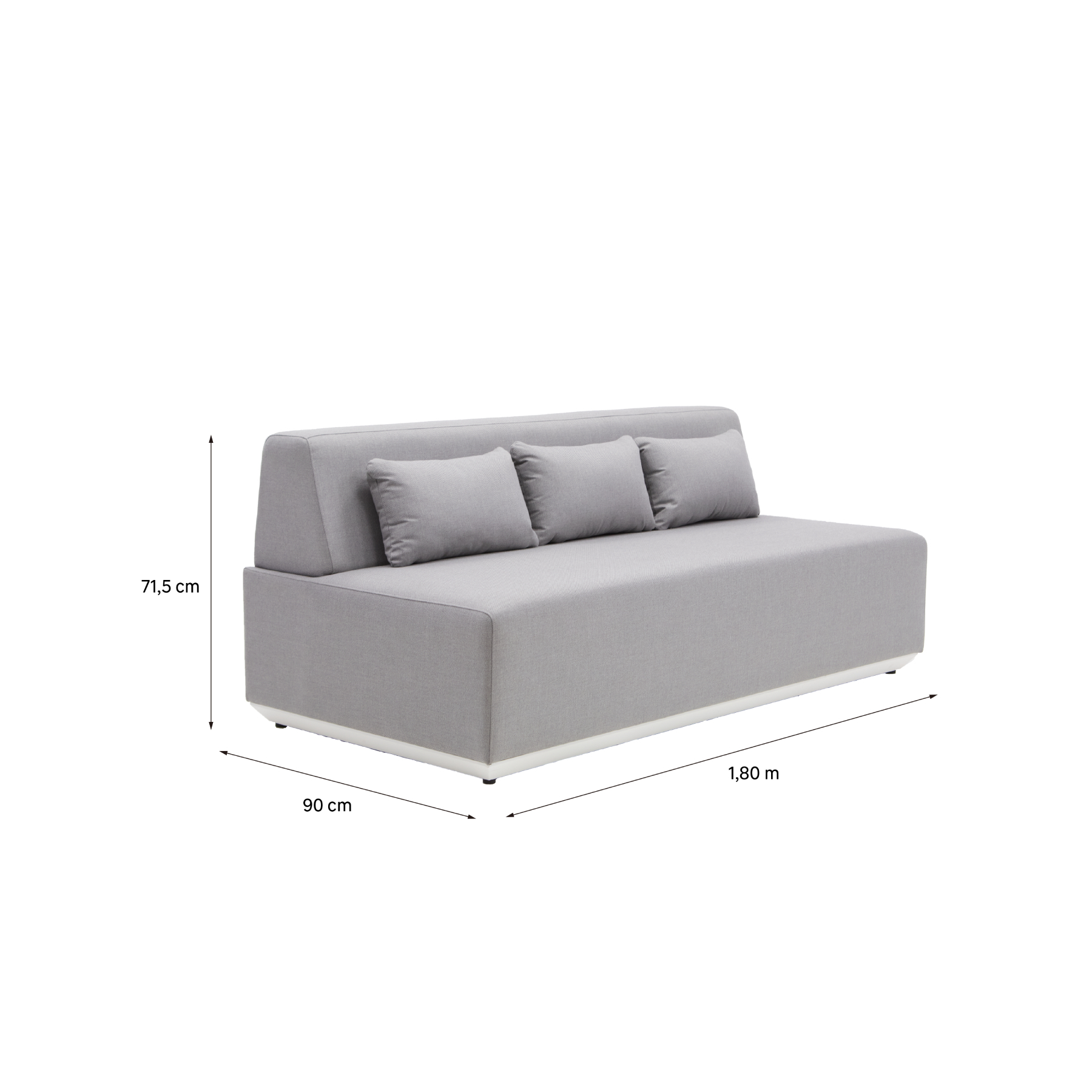Sofá de Jardim 3 Lugares em Alumínio|Aço Inox 71,5x180x90cm Cinza